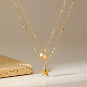 18 KT Gold Over Titanium Starfish Necklace